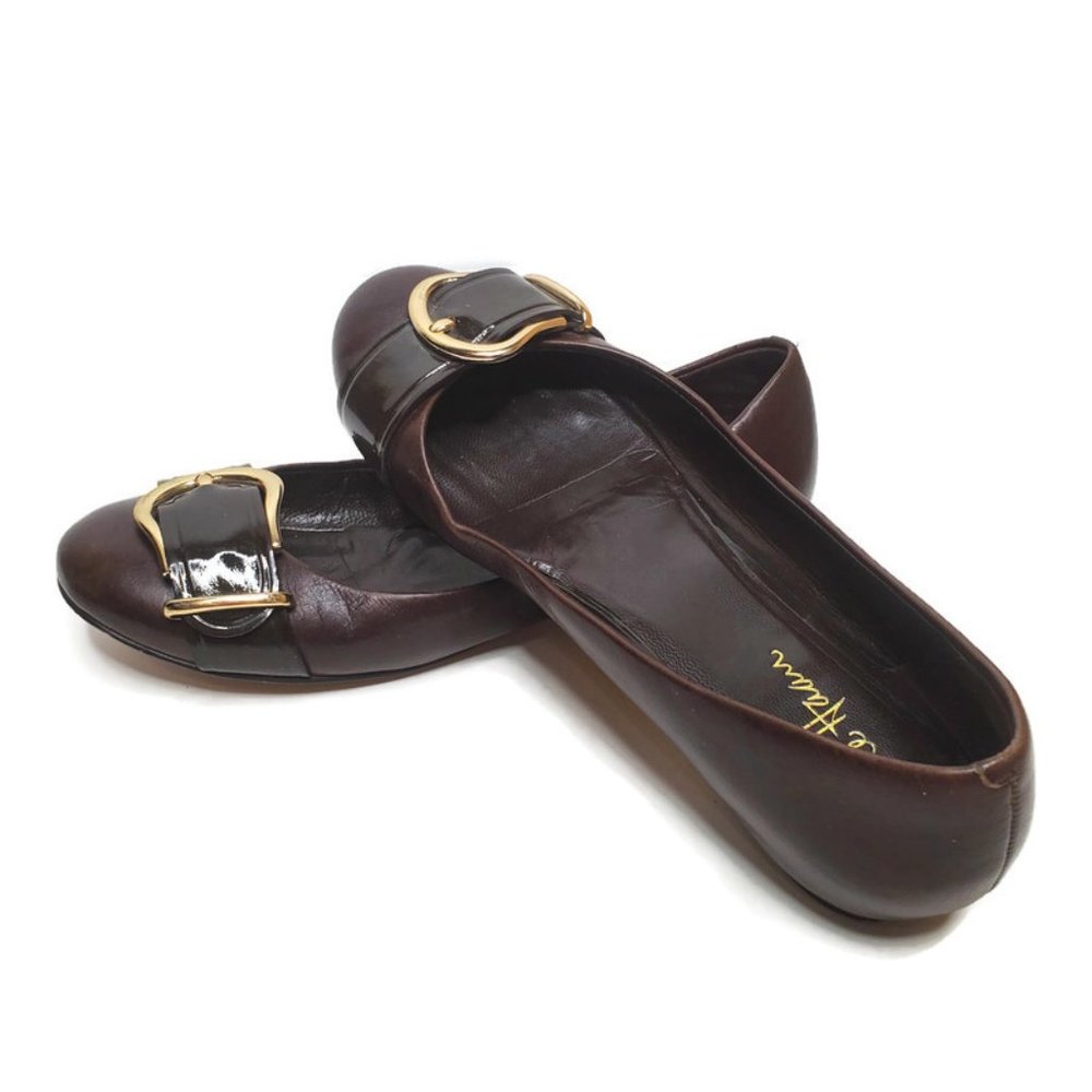 Cole Haan Brown Buckle Flats Slip Ons Size 7.5